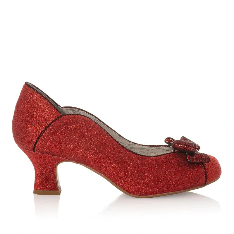Ruby Shoo Robyn Red Glitter Comfort Court Shoes