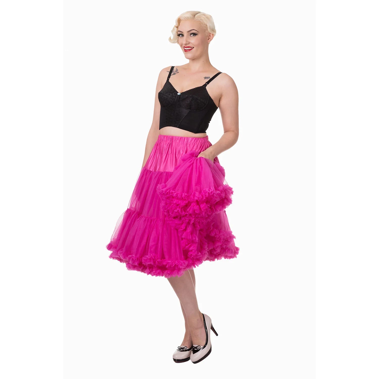EXTRA LONG Full Hot Pink Net Vintage Rockabilly 50s Petticoat Skirt Pretty Kitty Fashion