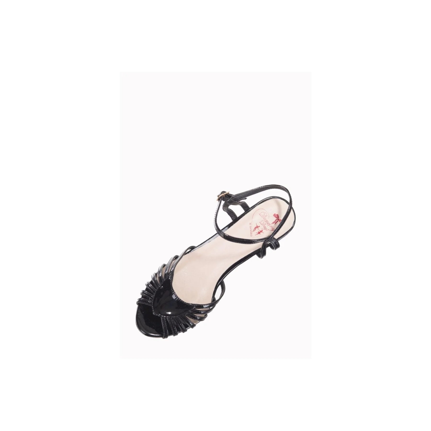 Black 1940s Open Toe Strap Sandal Heels