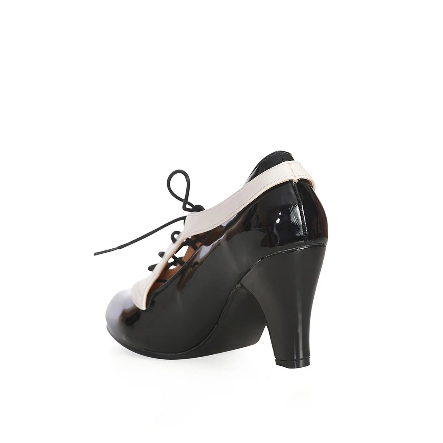 Black And White Lace Up 1940s Party Heels