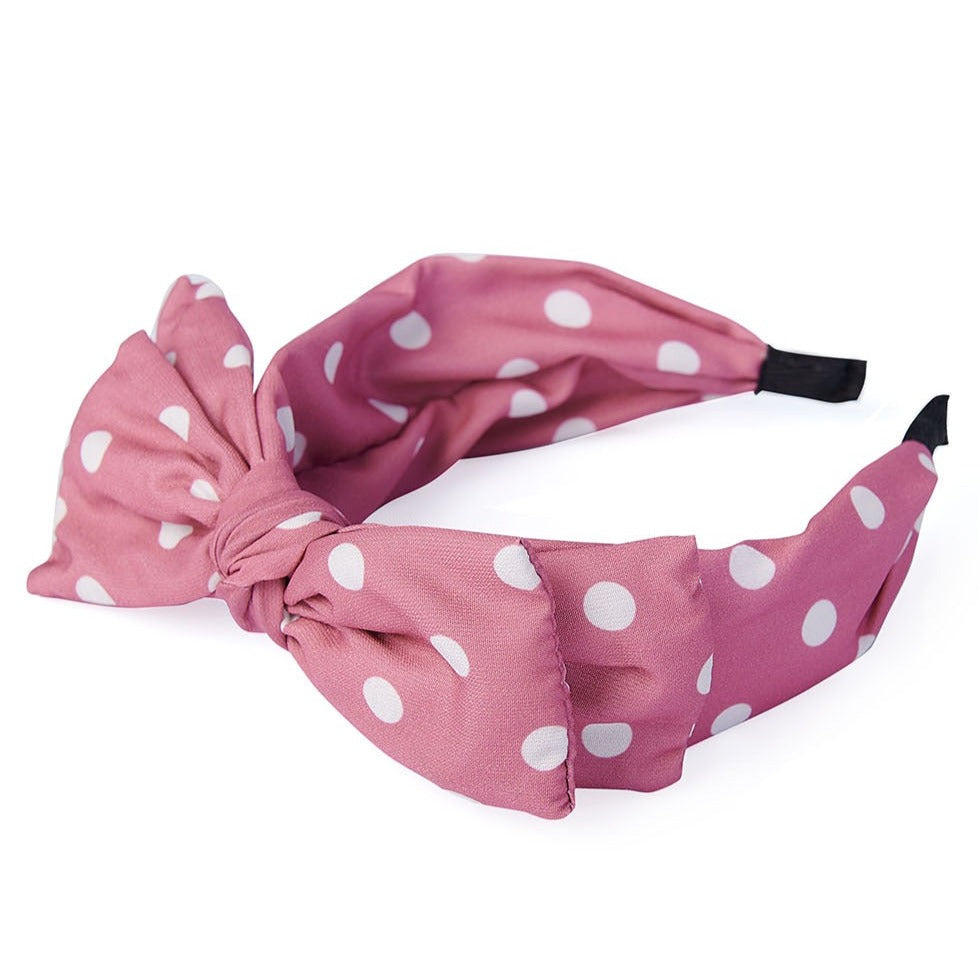 Pink And White Polka Dot Double Bow Headband