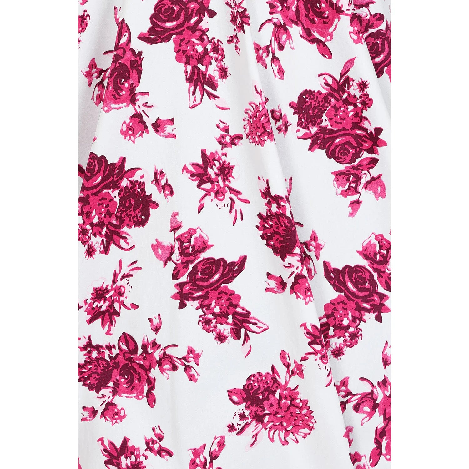 White And Summer Blossom Pink Floral Rockabilly Sleeveless 50s Swing Dress