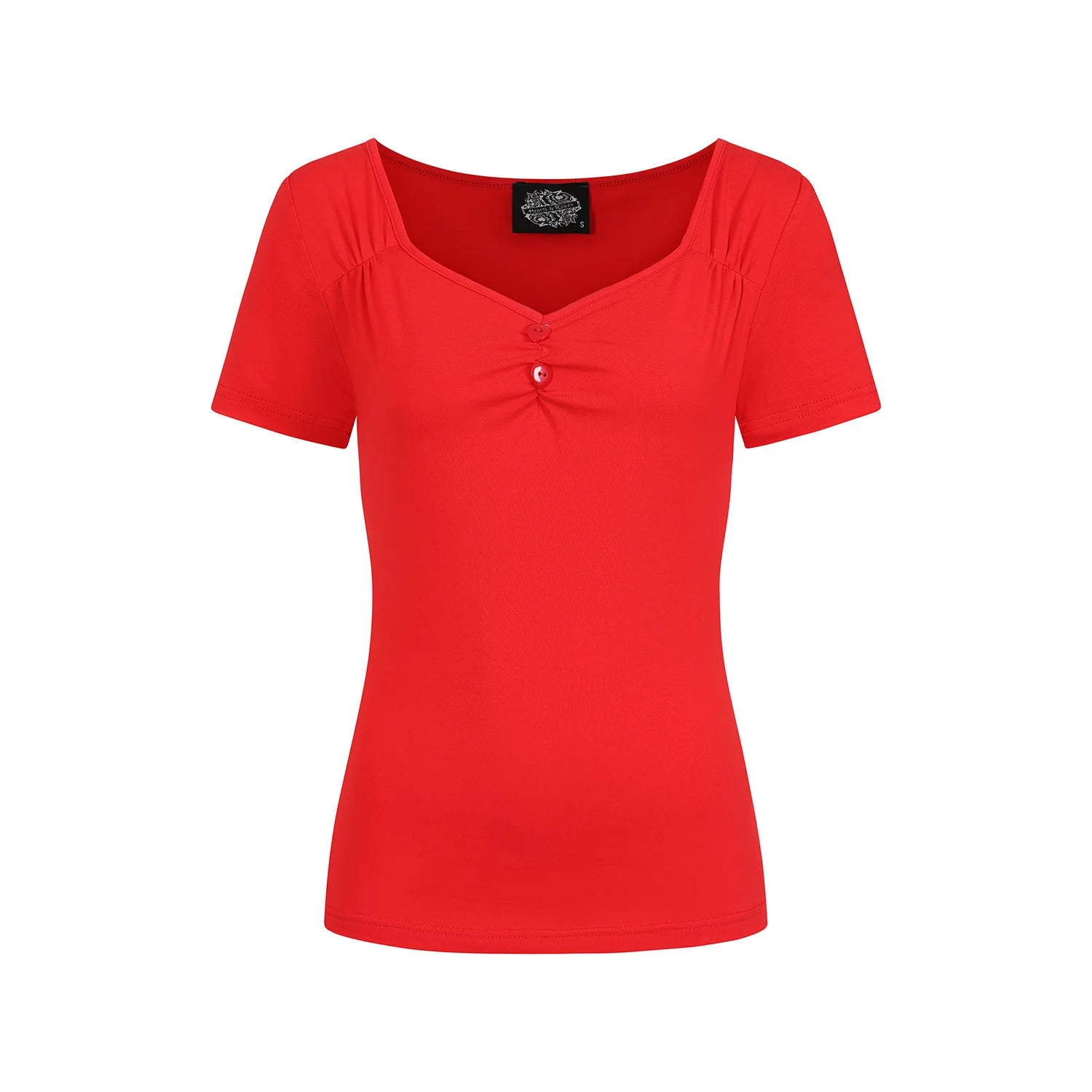 Red Cap Sleeve Sweetheart Neckline Top