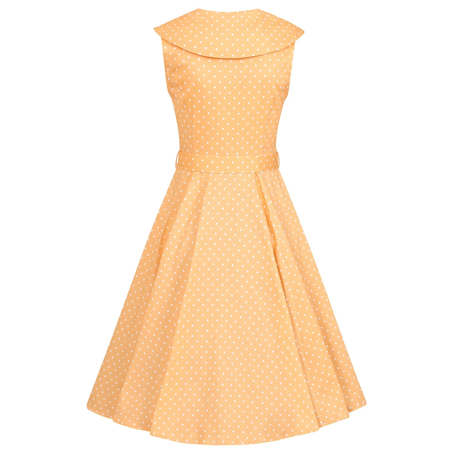 Summer Orange Polka Dot Rockabilly Sleeveless 50s Swing Tea Dress
