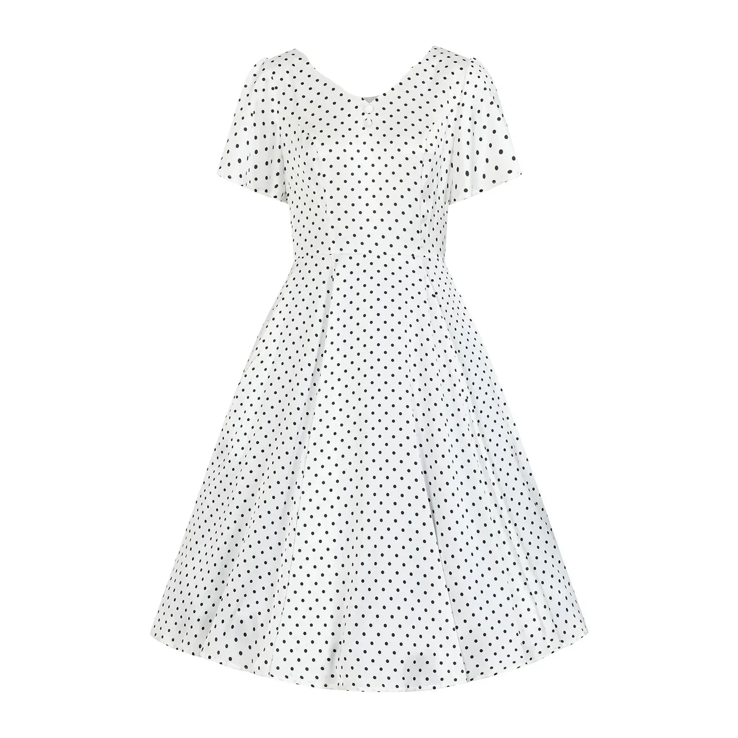 White And Black Polka Dot Rockabilly 50s Swing Dress