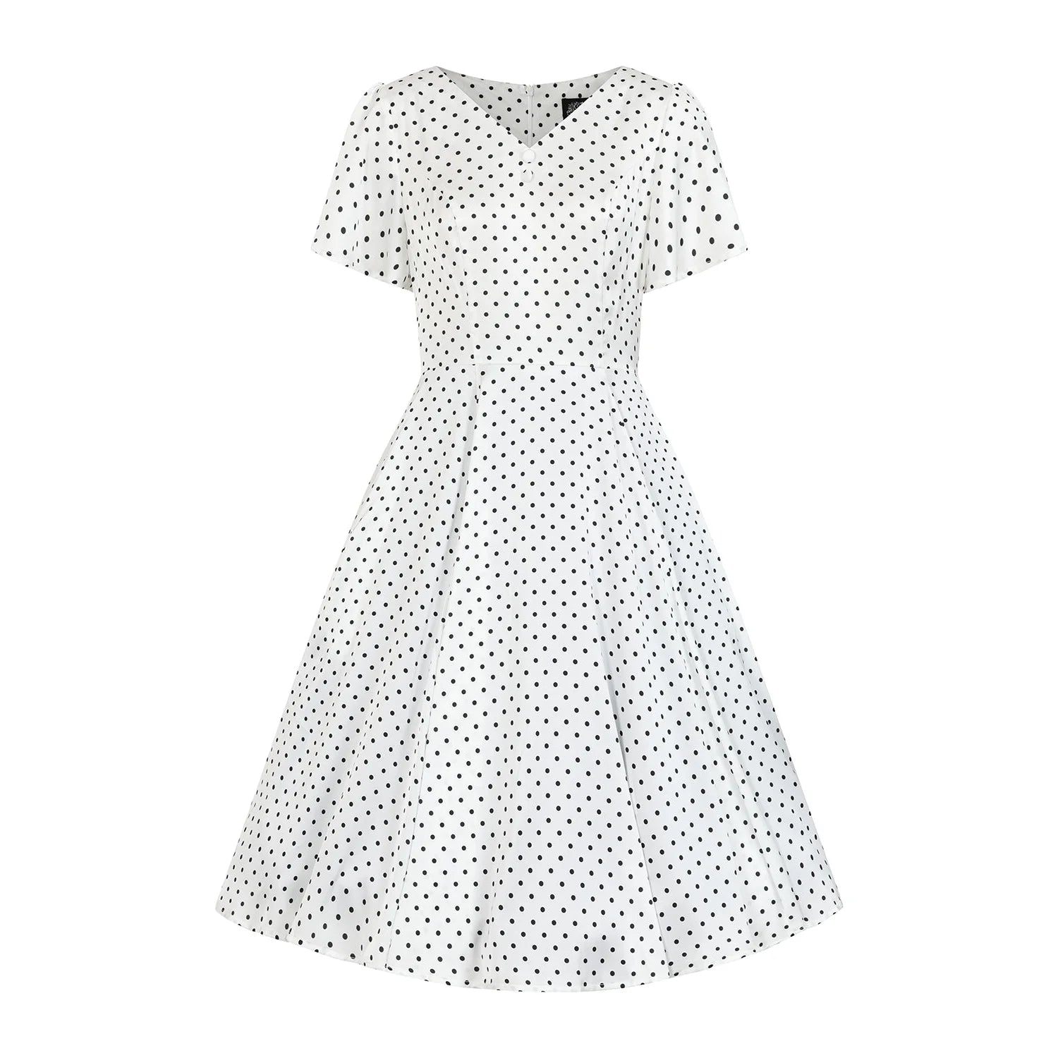 White And Black Polka Dot Rockabilly 50s Swing Dress