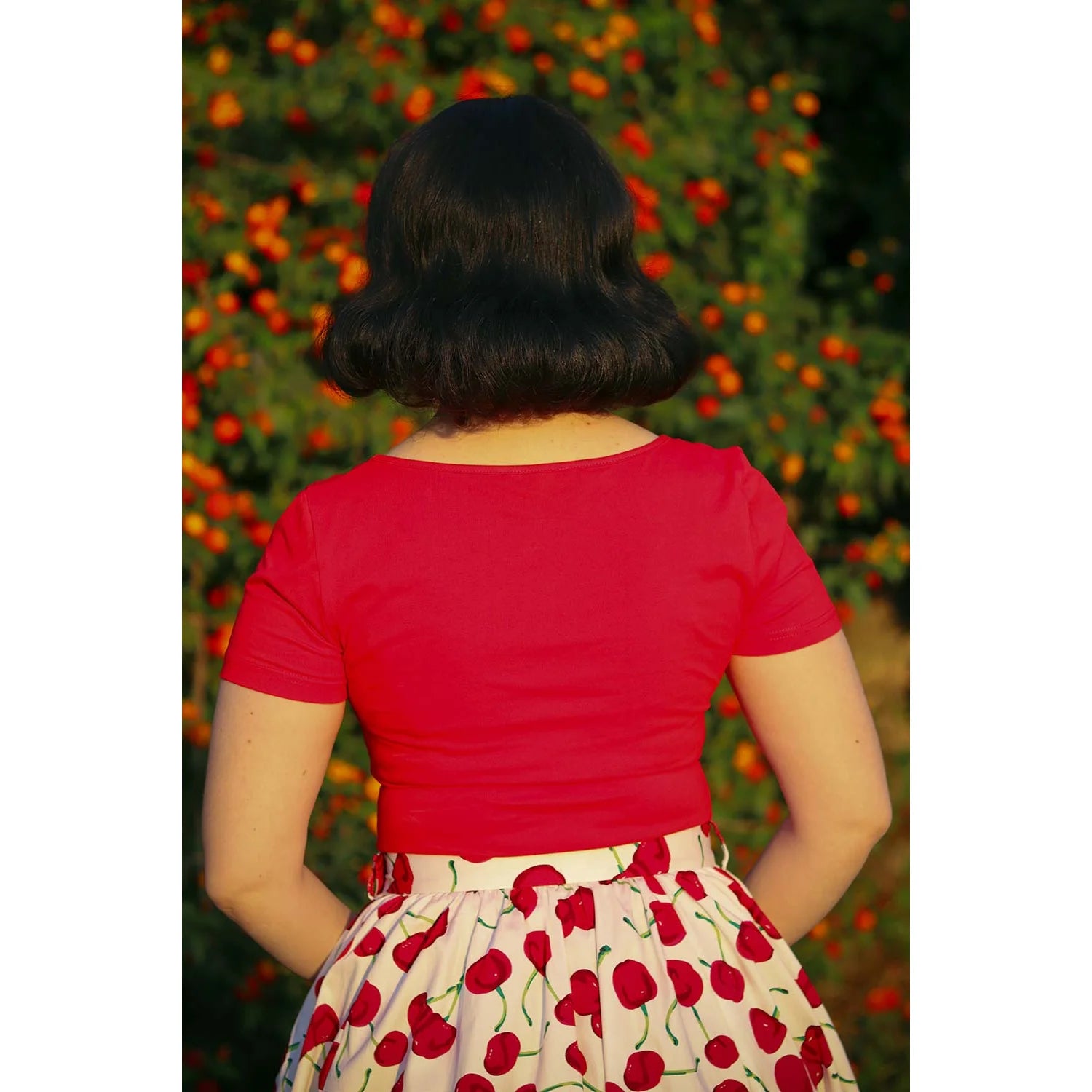 Red Cap Sleeve Sweetheart Neckline Top