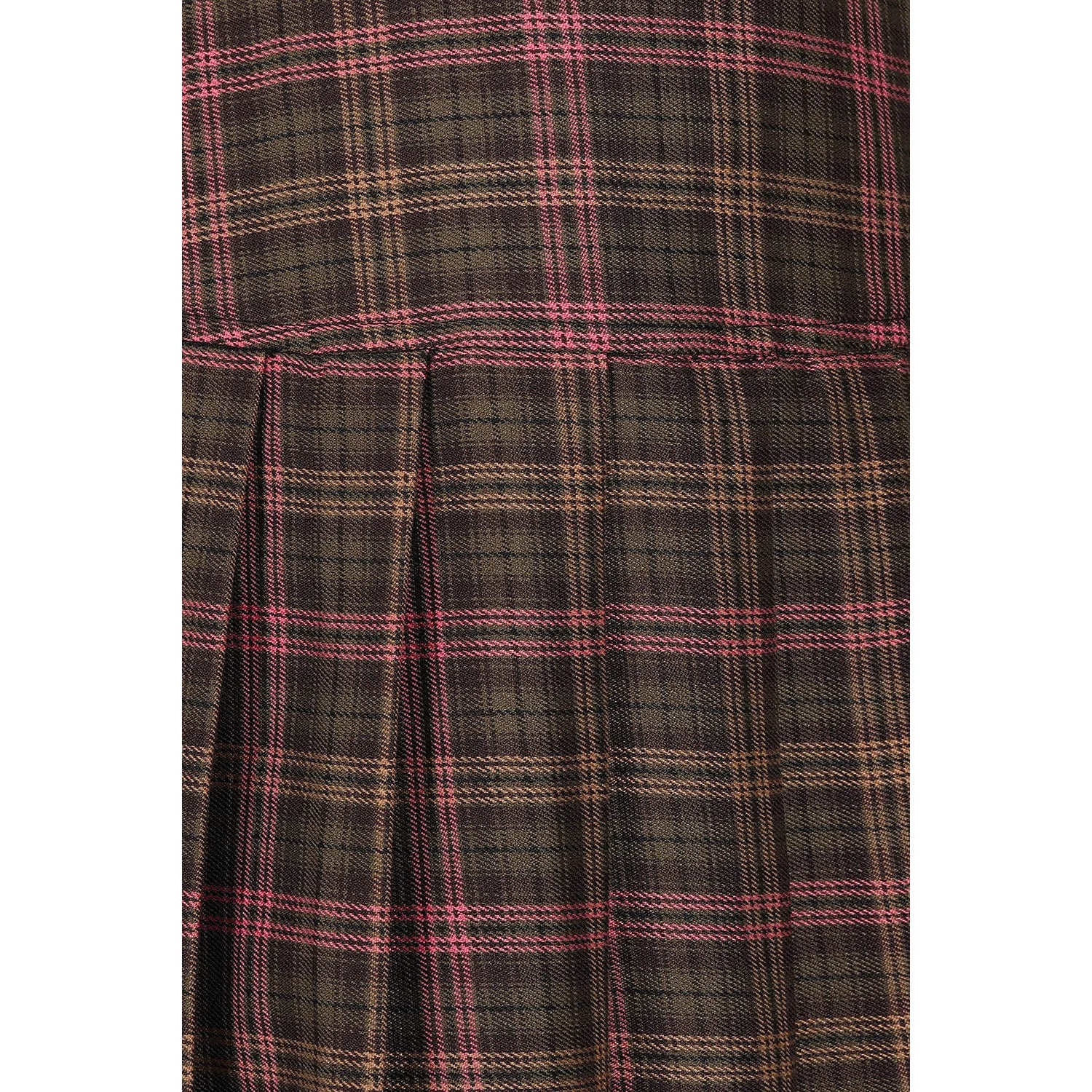 Red, Pink and Brown Tartan Check Burns Pleated Skirt