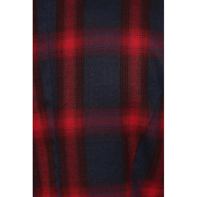 Red and Navy Blue Check Button Front Jacket Blazer