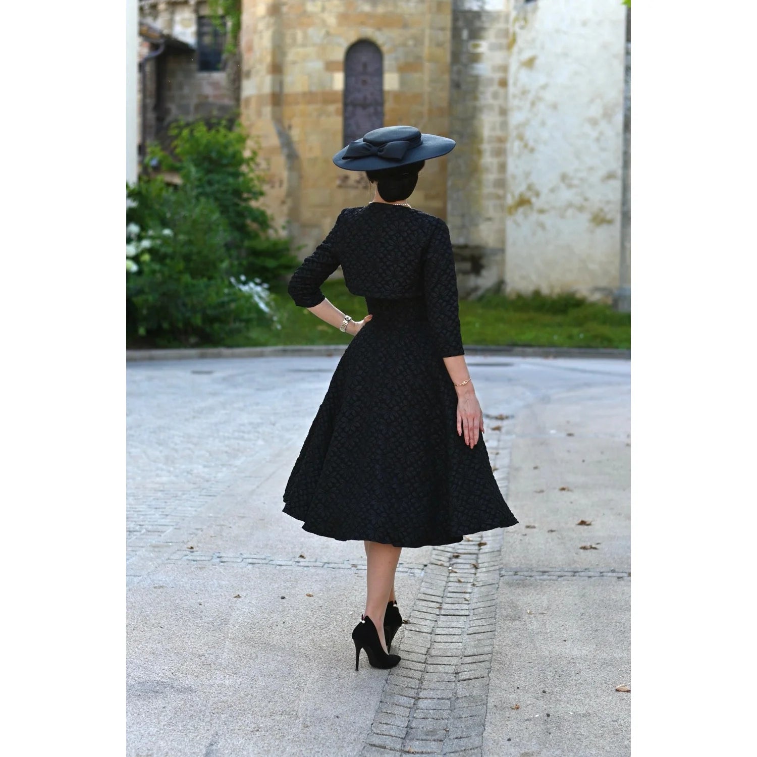 Black Twin Set Swing Dress With Matching Bolero