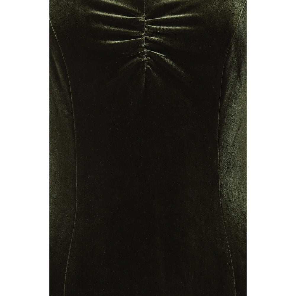 Green Velvet Long Sleeve Sweetheart Wiggle Dress