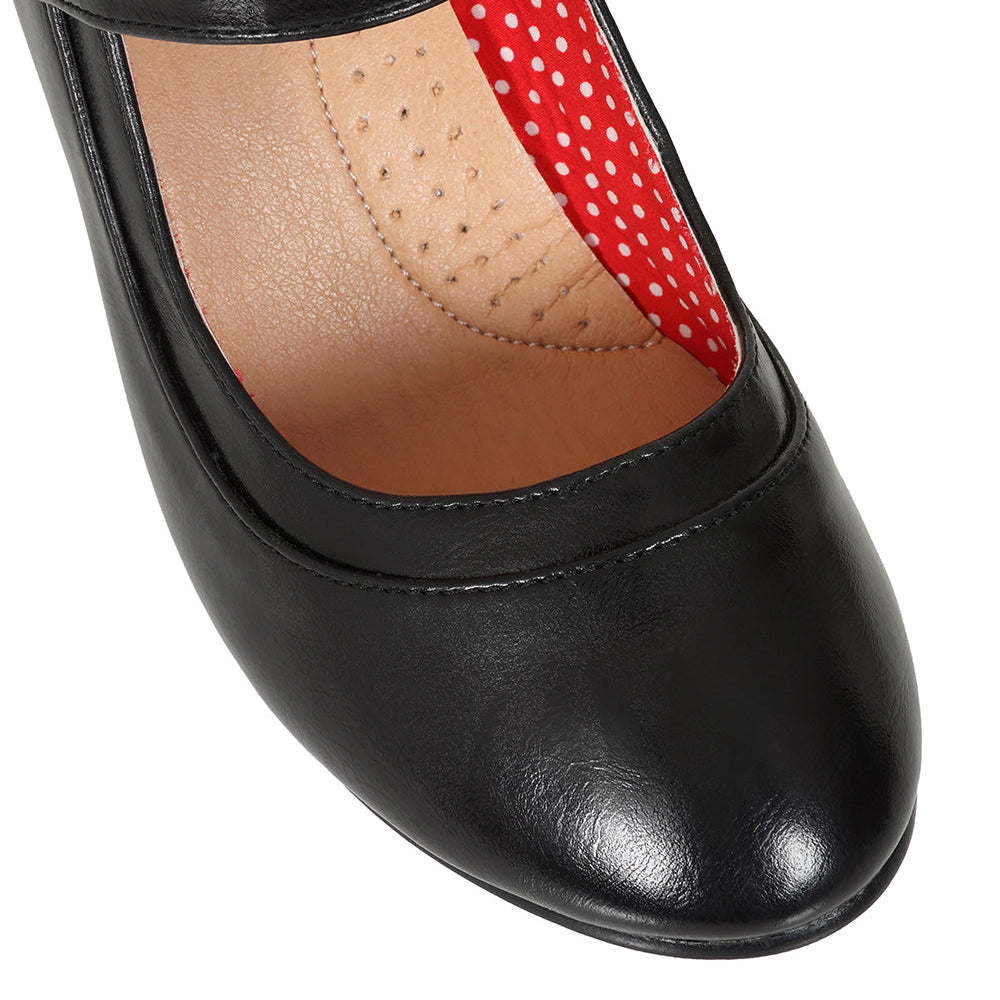 Classic 1950s Black Mary Jane Heel Court Shoes