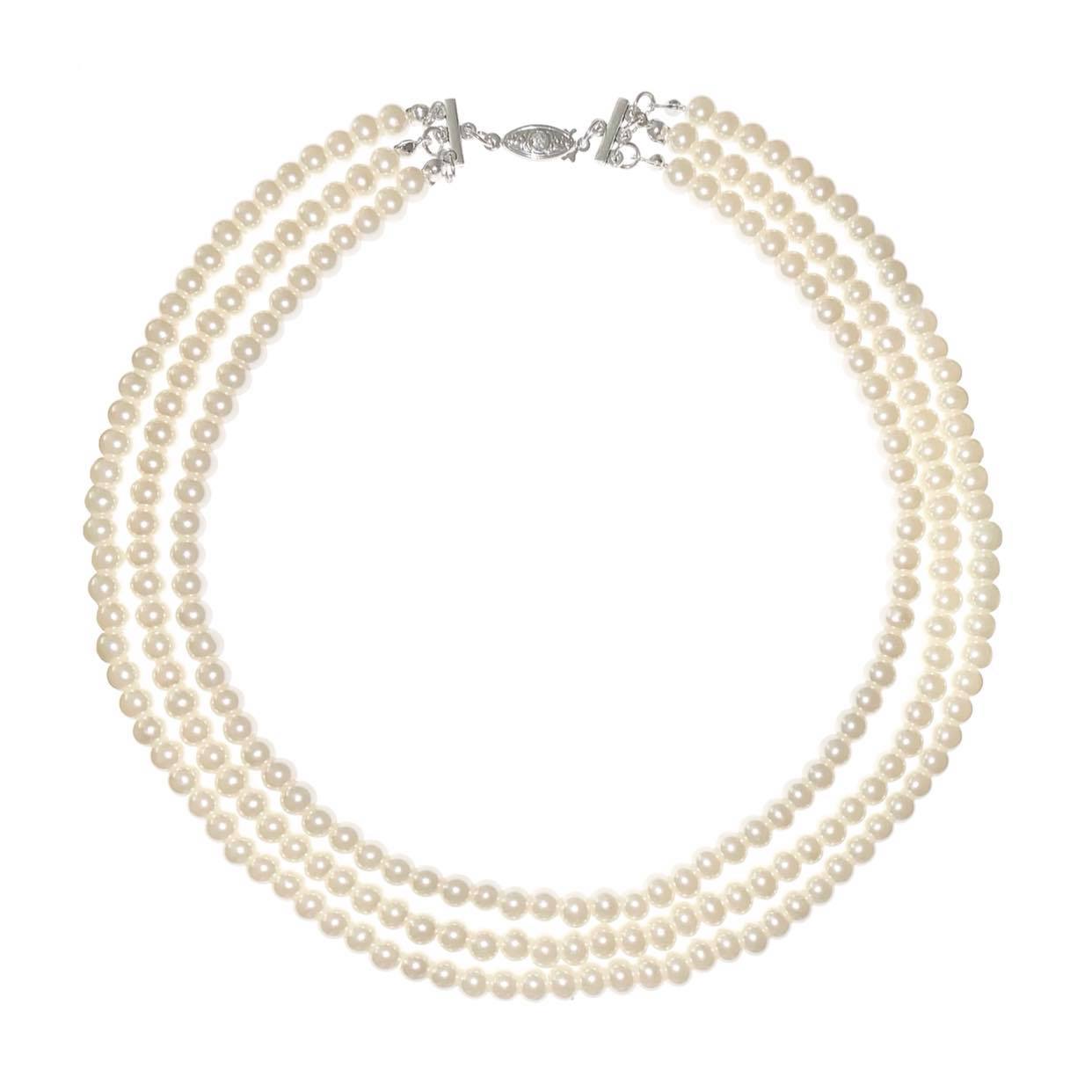 3 Strand Imitation Pearl Necklace