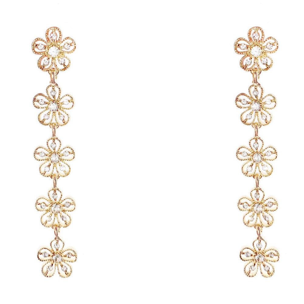 Crystal and Gold Coloured Daisy Chain Drop Earrings