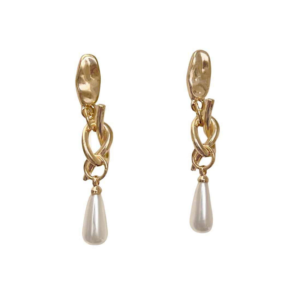 Gold-Tone and Pearl Drop Earrings