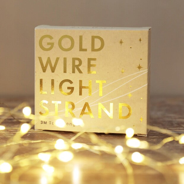 Battery Powered LED Gold Wire String Lights