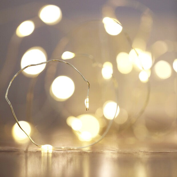 Battery Powered LED Gold Wire String Lights