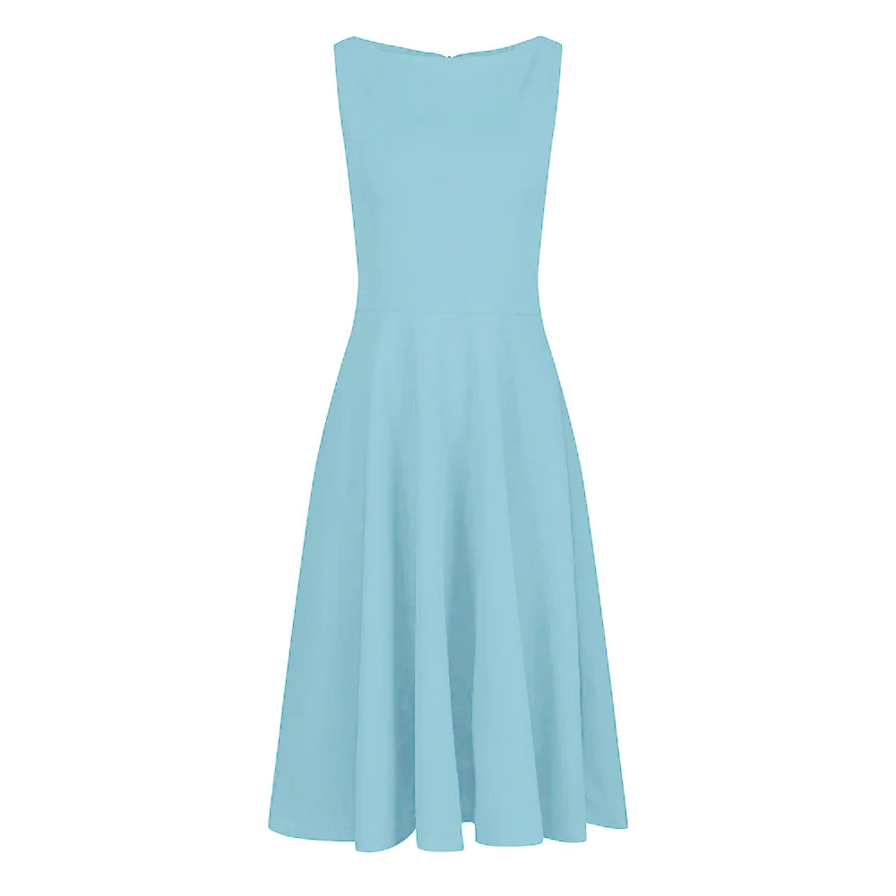 Pretty Blue Audrey 1950s Style Swing Dress