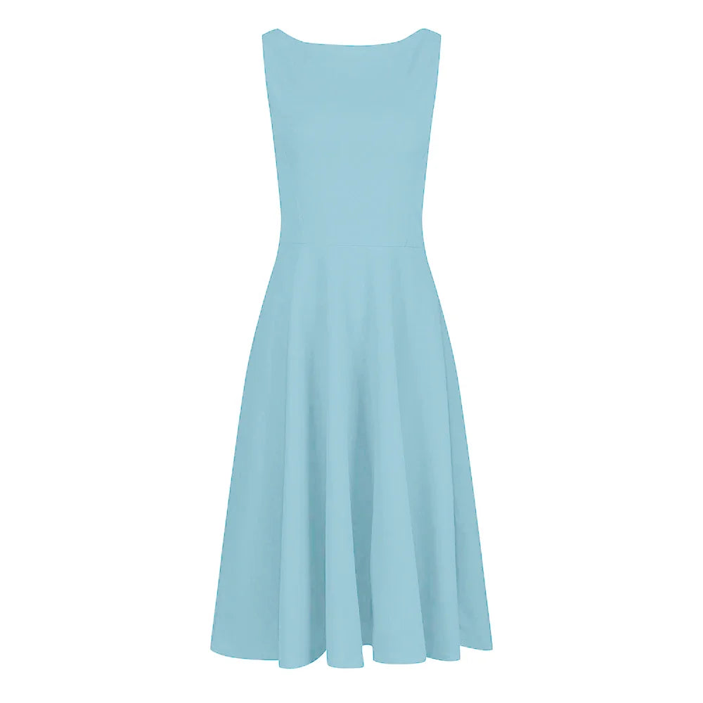 Pretty Blue Audrey 1950s Style Swing Dress