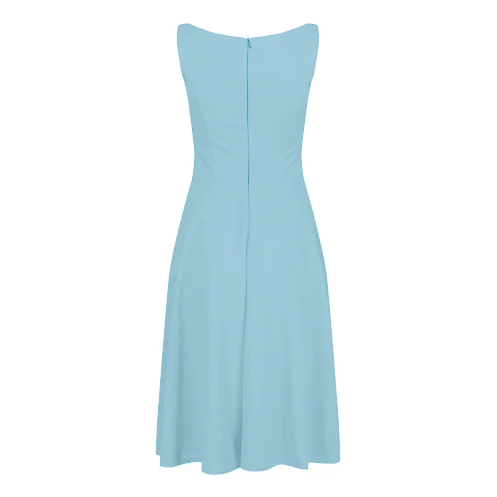 Pretty Blue Audrey 1950s Style Swing Dress