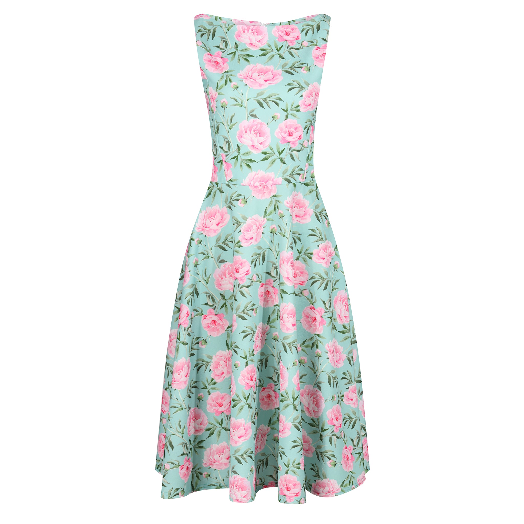 Mint Green Green 50s Style Dress Mint Green And Pink Floral Print