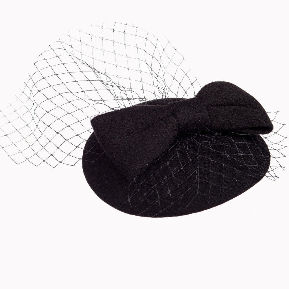 Black Bow Detail Fascinator with Matching Veil