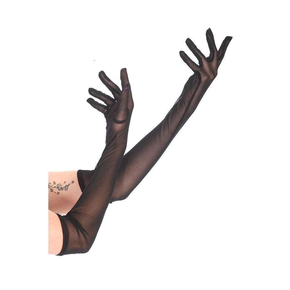 Long Black Sheer Gloves