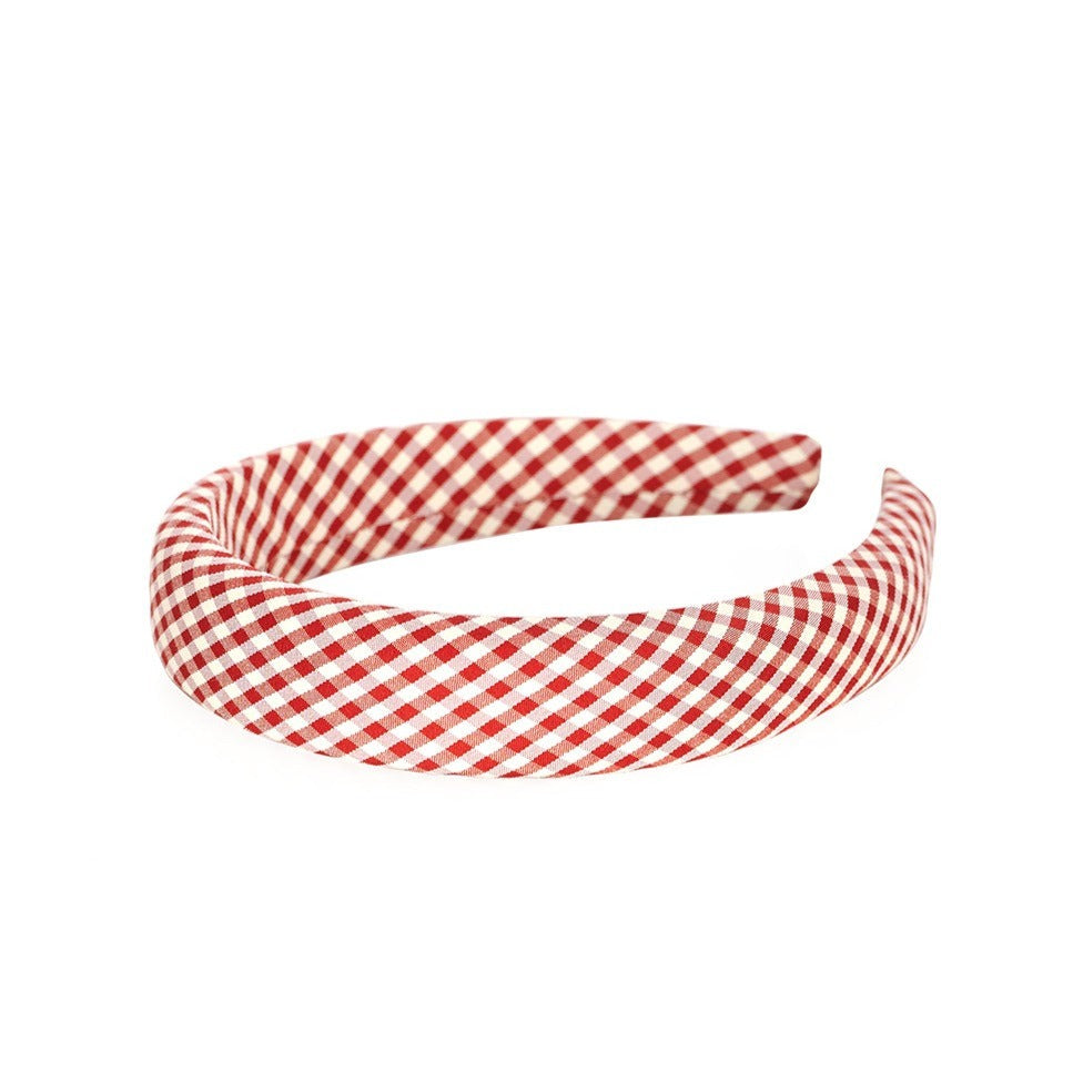 Red and White Checked Padded Headband