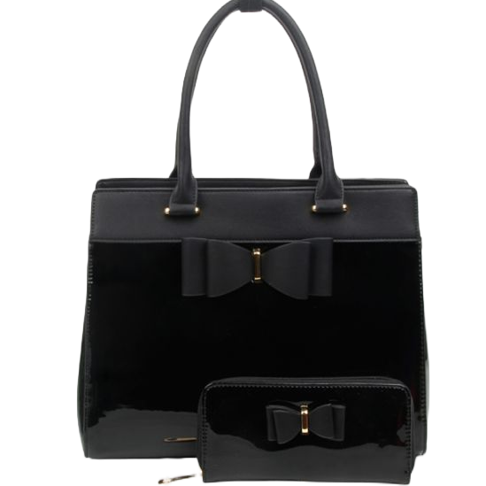 Black handbag and purse set hotsell
