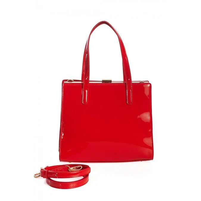 Red Classic Patent Retro Handbag Pretty Kitty Fashion