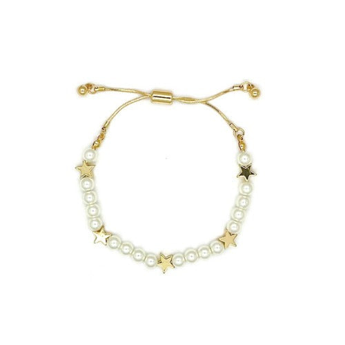 Pearls and Stars Adjustable Bracelet