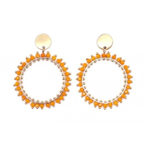 Orange Beaded Double Drop Earrings