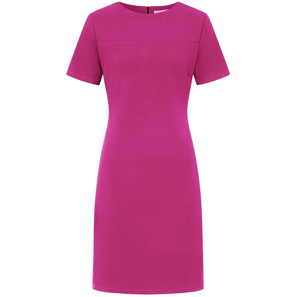 Amaranth Short Sleeve 1940s Shift Dress