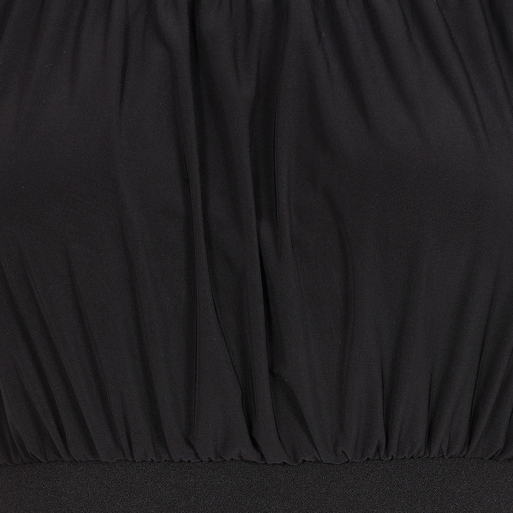 Black Off Shoulder Elasticated Top Wiggle Pencil Dress