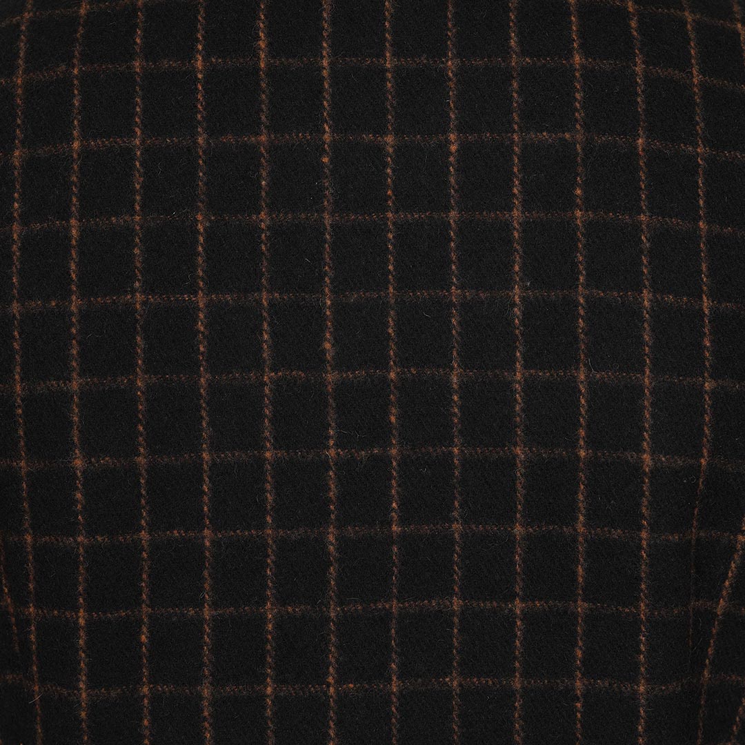 Black Brown Double Breasted Wool Vintage Check Print Winter Coat