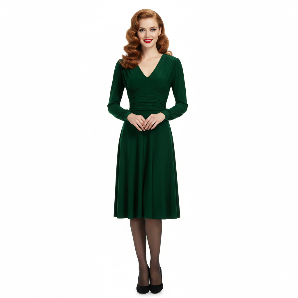 Forest Green Long Sleeve Ruched Deep V Neck Dress Pretty Kitty Fashion Forest Green Long Sleeve Ruched Deep V Neck Dress Pretty Kitty Fashion