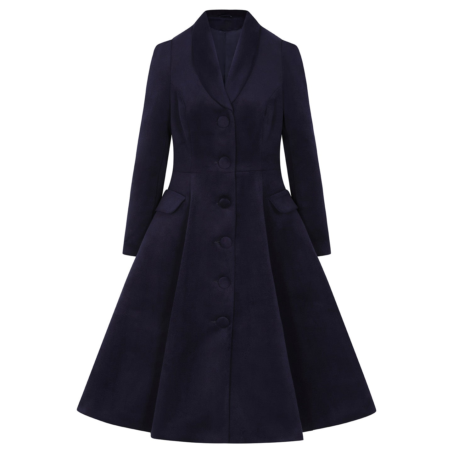 Navy Blue Vintage Winter Swing Coat