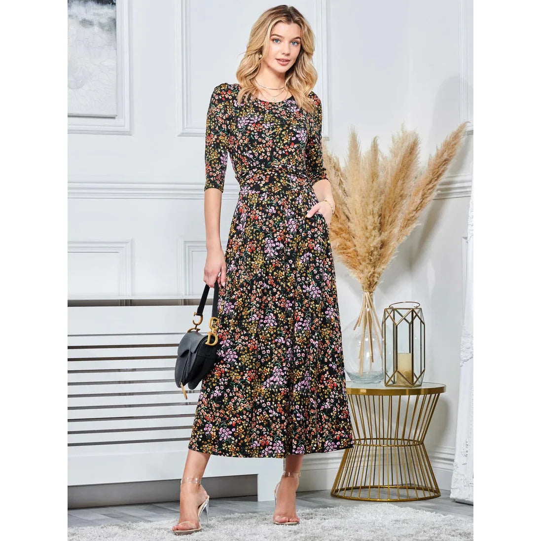 Ditsy print maxi sales dress