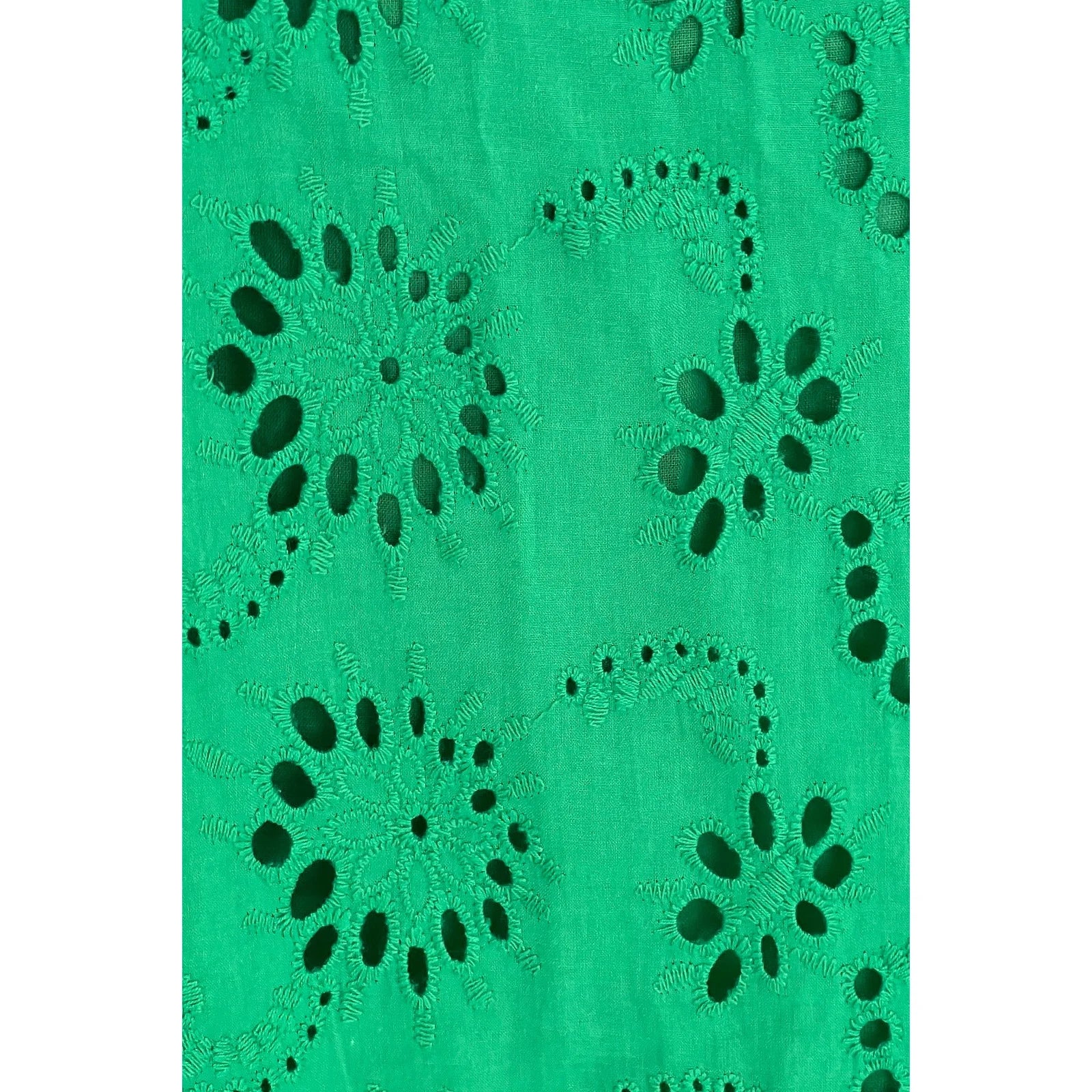 Green Broderie Anglaise Long Shirt Dress with Pockets