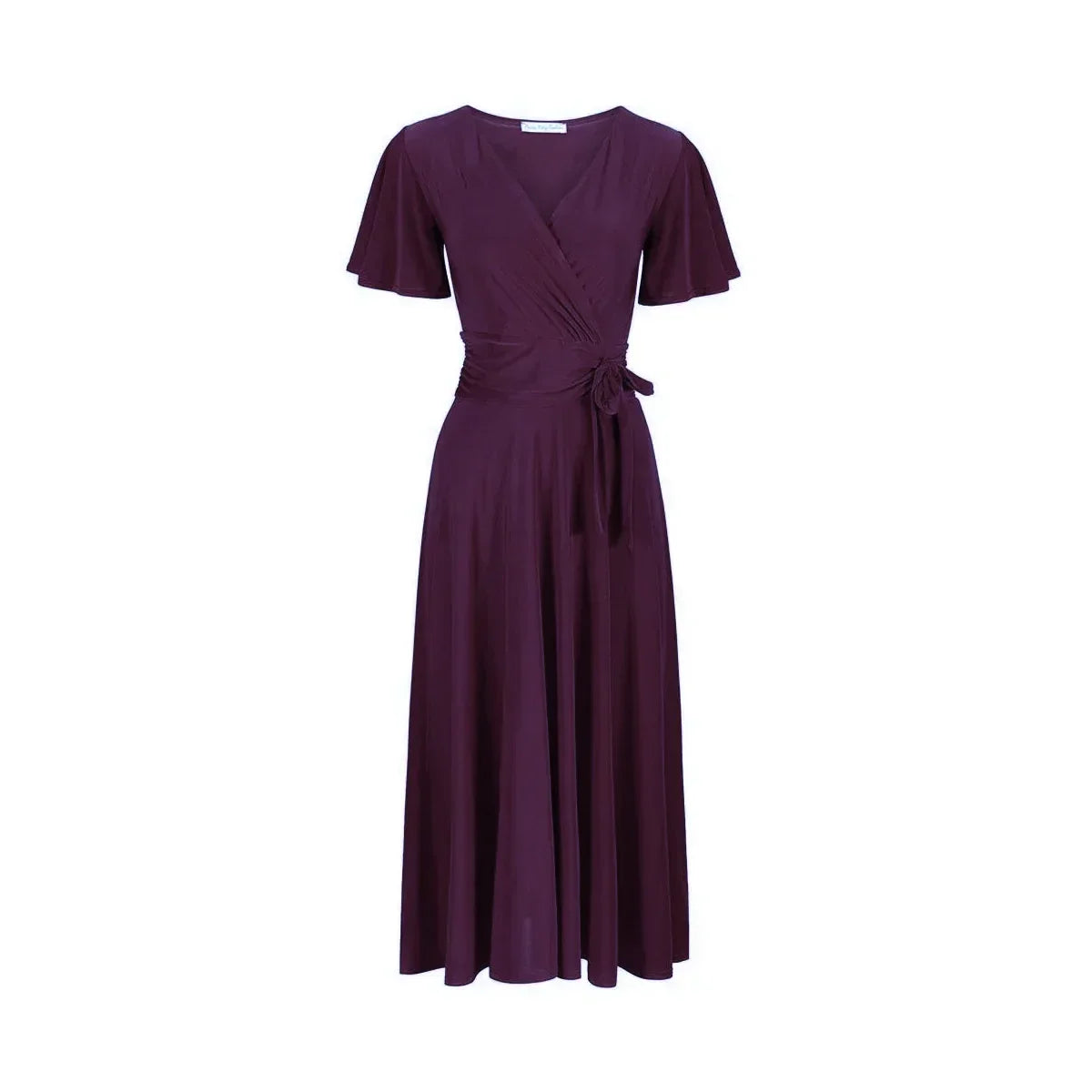 Red Cap Sleeve Crossover V Neck Wrap Top Swing Dress - Pretty Kitty Fashion
