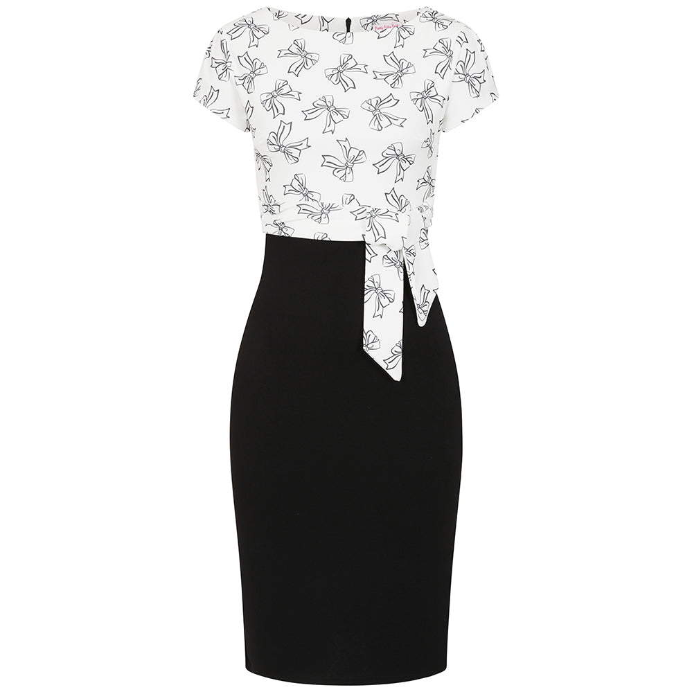 A DEE - Remi Bow-tique Chic Bow Print Mix Dress - White