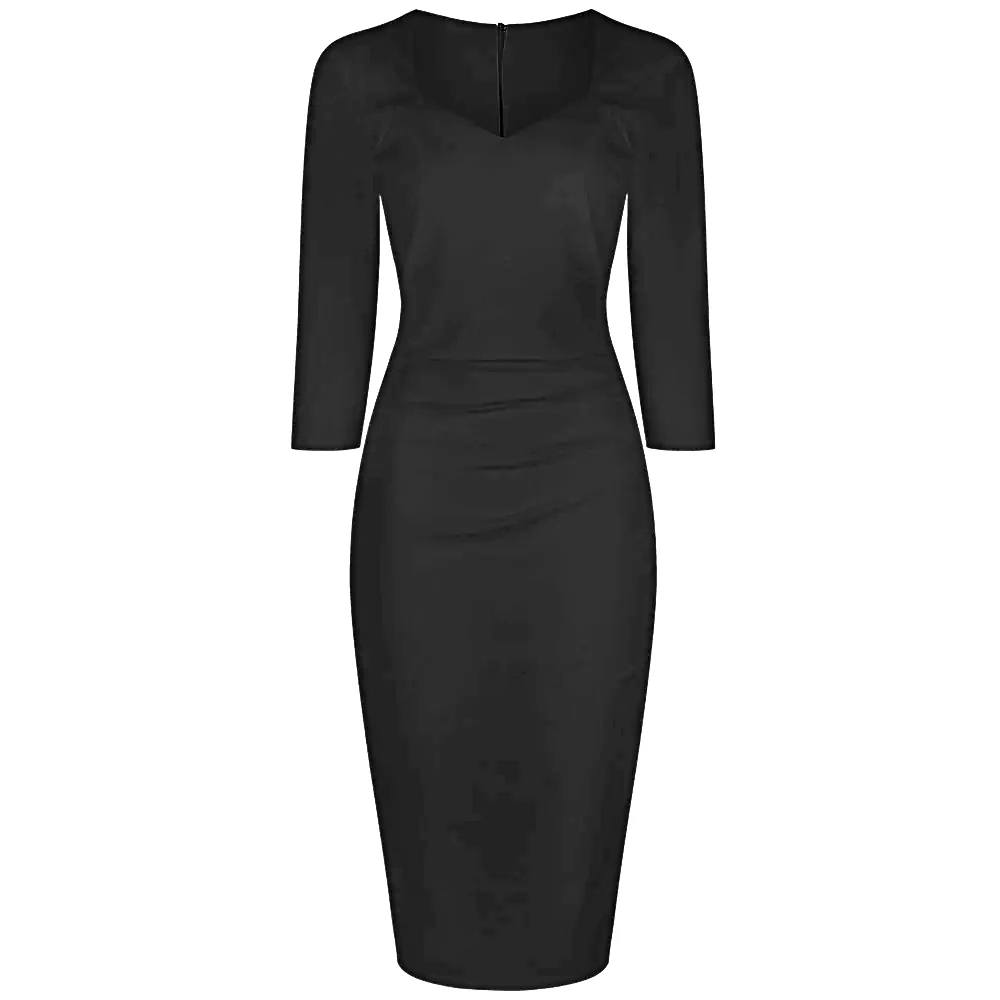 Black 1940's Vintage 3/4 Sleeve Bodycon Pencil Dress – Pretty Kitty Fashion