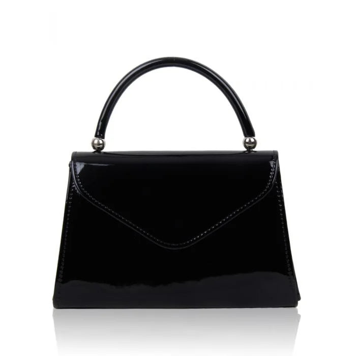 Black Classic Trapezium Shape Handbag With Top Handle Pretty