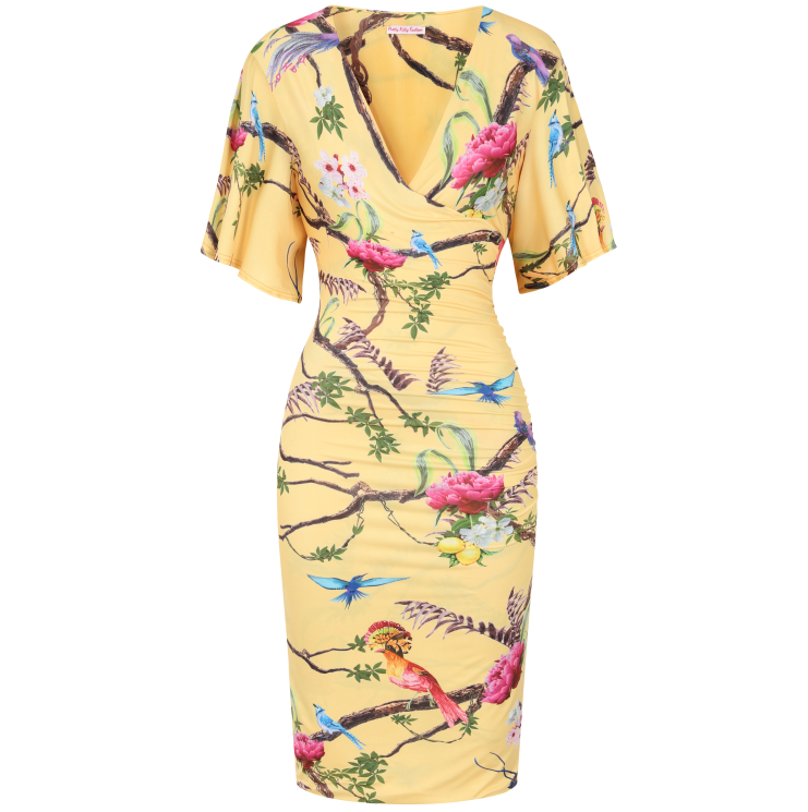 Yellow Butterfly Print Dress
