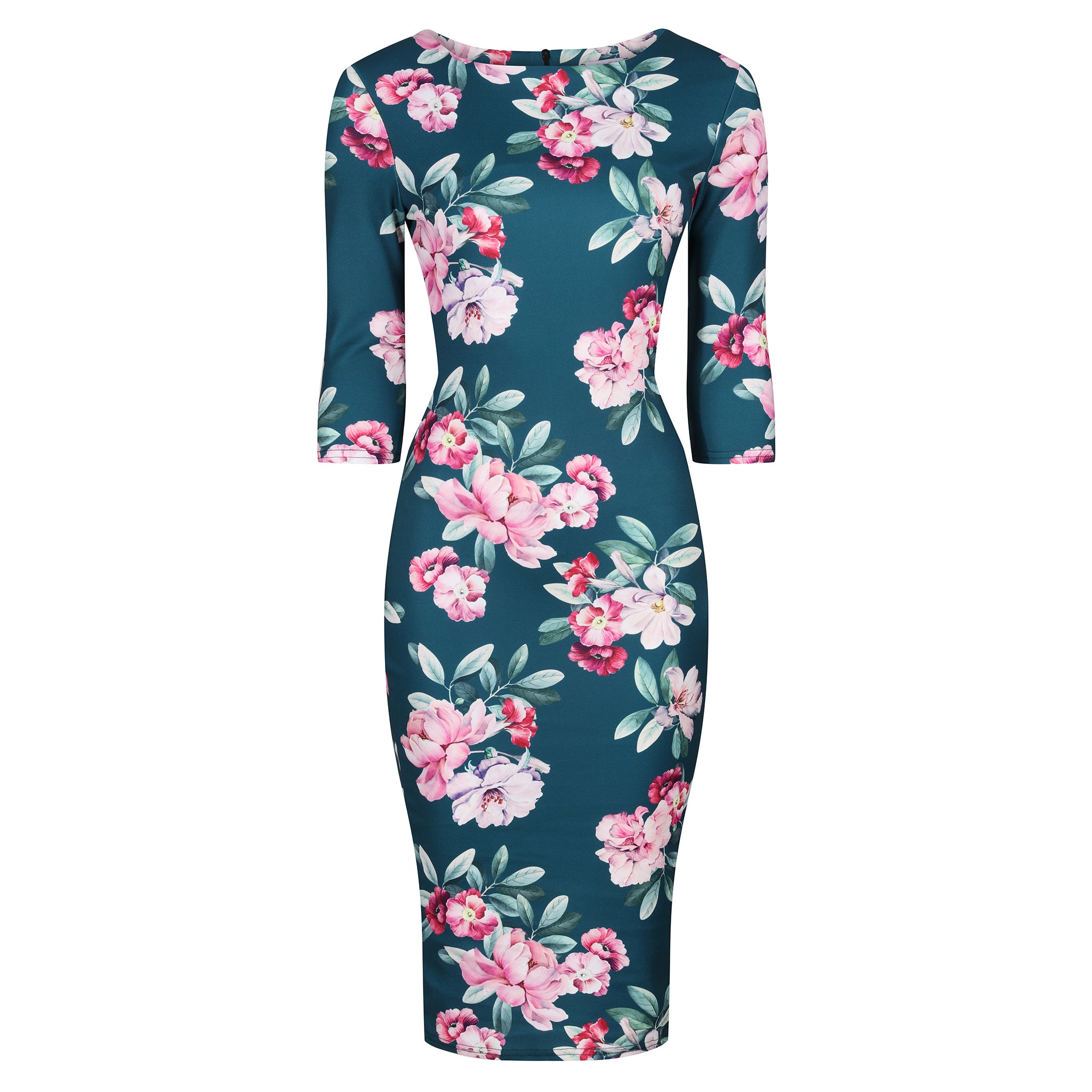 slim fit dress slacks Rosalyn Pink Floral Midi Dress main image 1