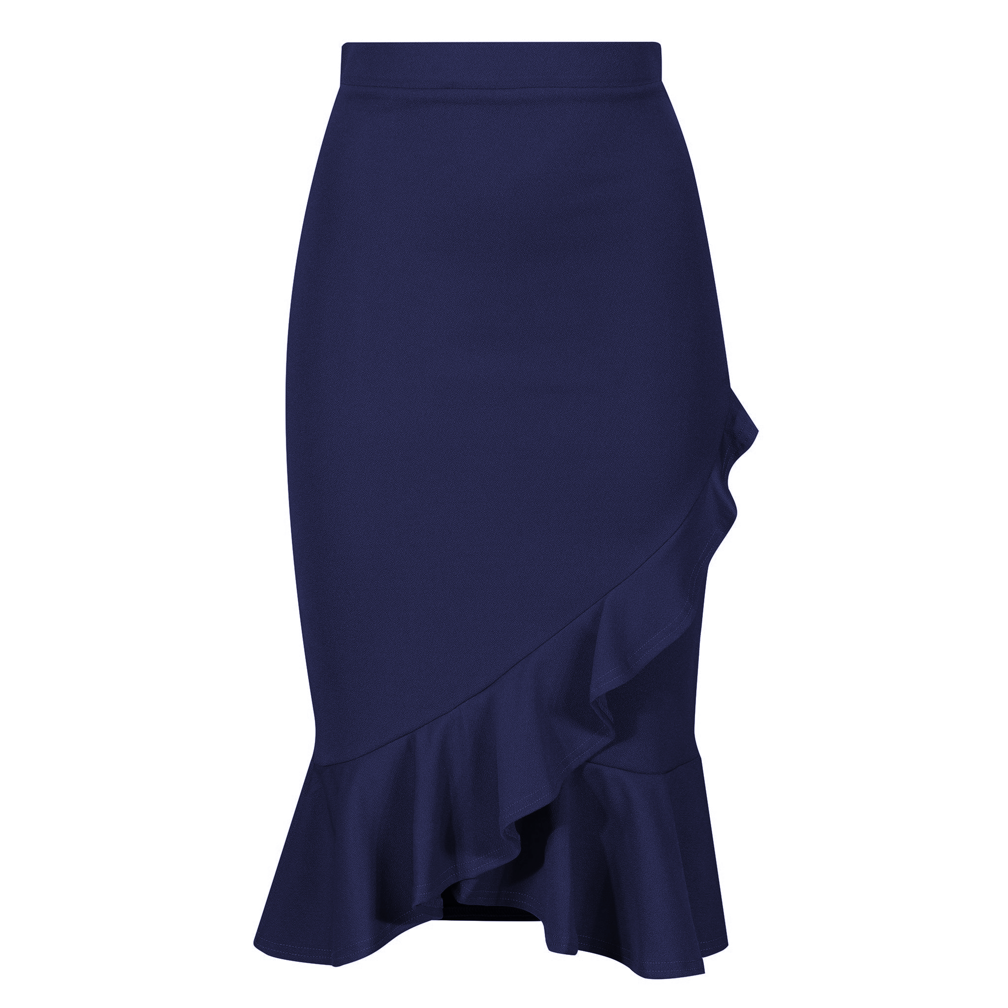 Navy Ruffle Pencil Wiggle Skirt – Pretty Kitty Fashion