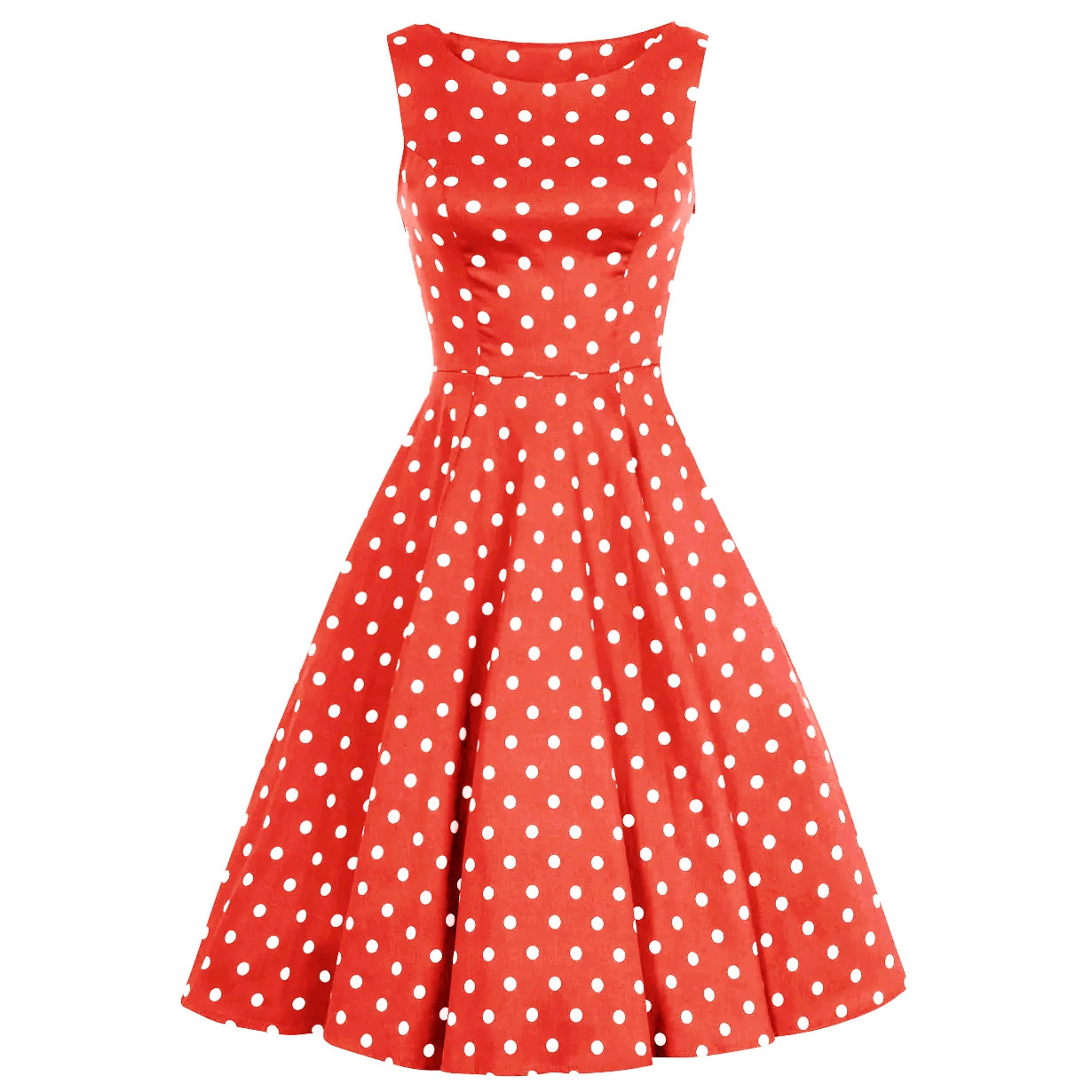Red polka dot swing dress on sale
