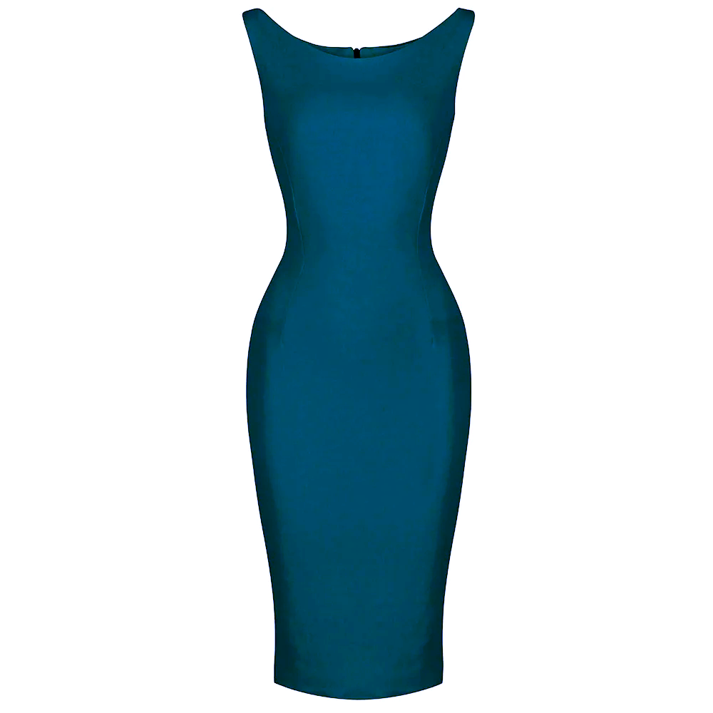 Teal Blue 40s Hollywood Style Sleeveless Bodycon Wiggle Dress Pretty Kitty Fashion Teal Blue 40s Hollywood Style Sleeveless Bodycon Wiggle Dress Pretty Kitty Fashion