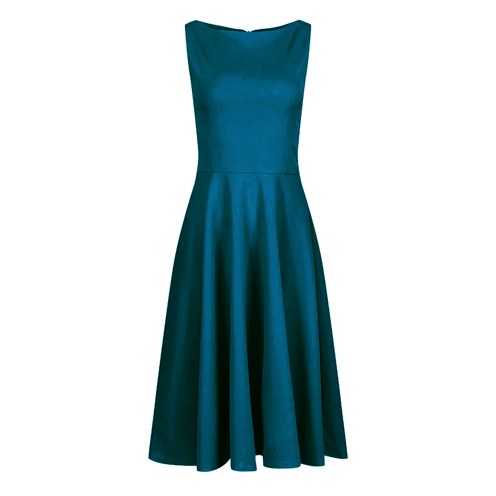 Teal Audrey Hepburn Style Sleeveless 50s Swing Dress With High Boat Ne Pretty Kitty Fashion Teal Audrey Hepburn Style Sleeveless 50s Swing Dress With High Boat Ne Pretty Kitty Fashion