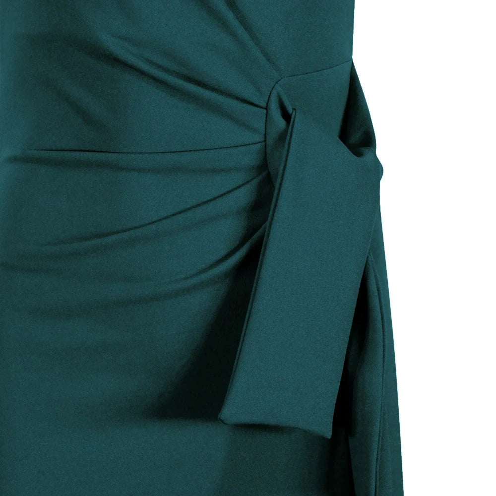 Pretty Blue Short Sleeve Ruched Tie Bodycon Pencil Dress - Pretty Kitty Fashion